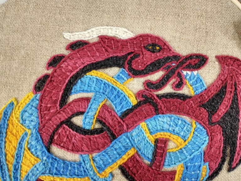 dragon embroidery detail