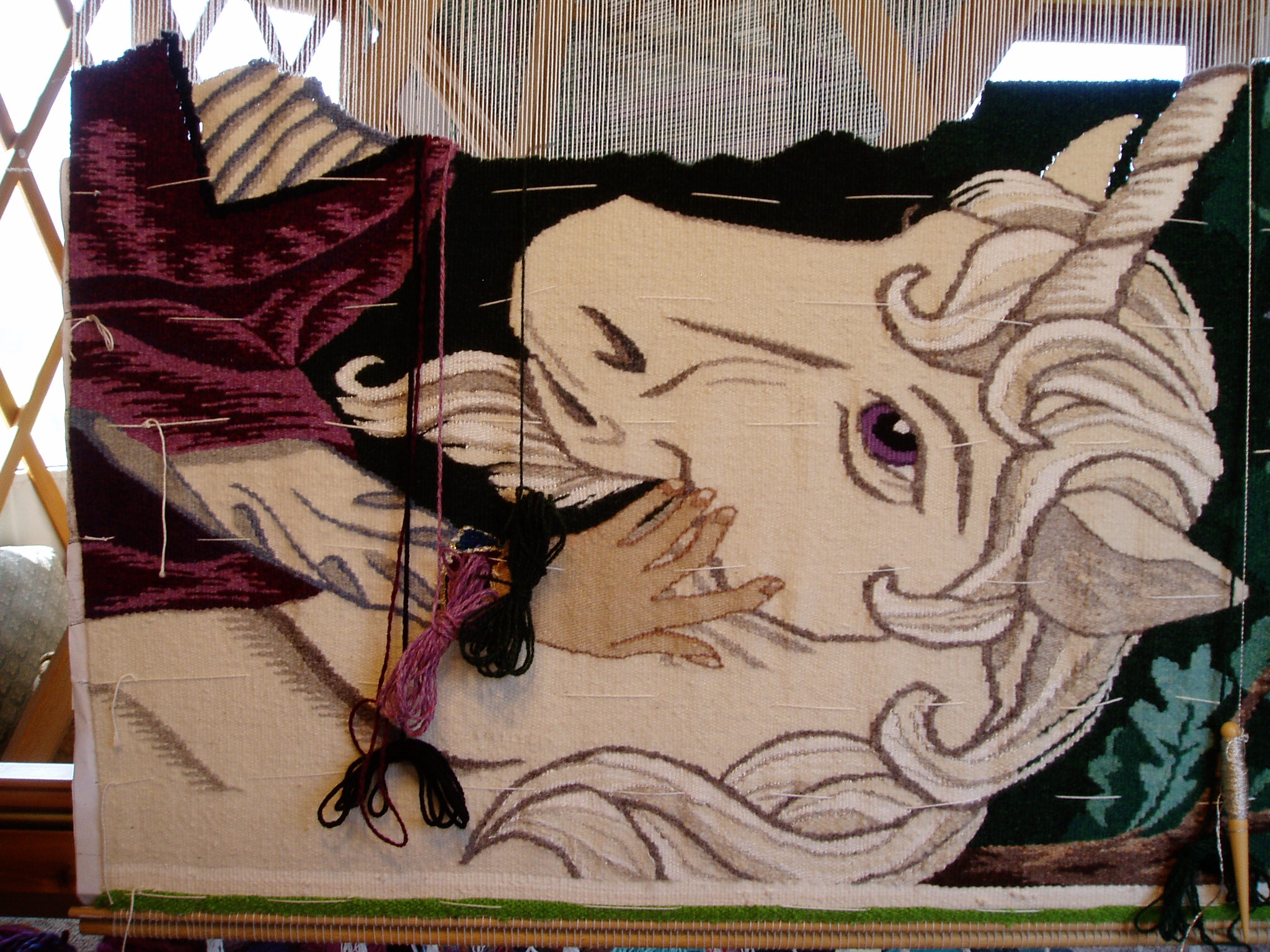 unicorn tapestry in progress